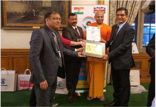 Shree Chunibhai H. Gajera conferred with “Educationist of the Year” award, at British Parliament UK